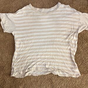 American Eagle Outfitters Beige and White Striped Tee
